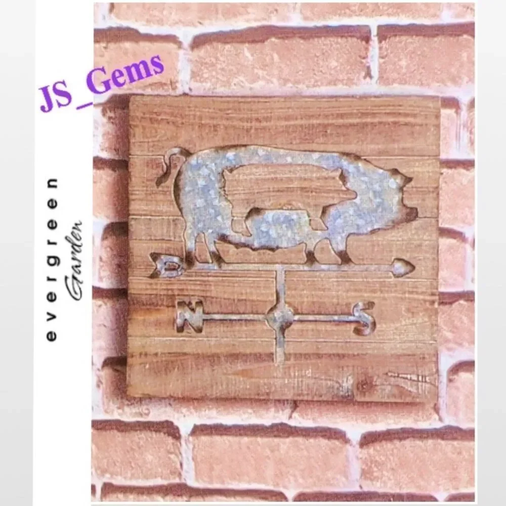New Weathervane Brown & Silver Pig Home Décor